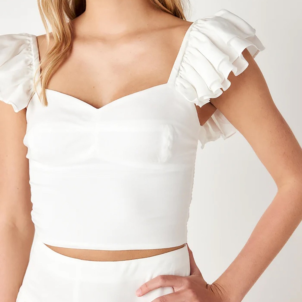 NWT Cake for Dinner Juliette Ruffle Sleeve Crop Tank